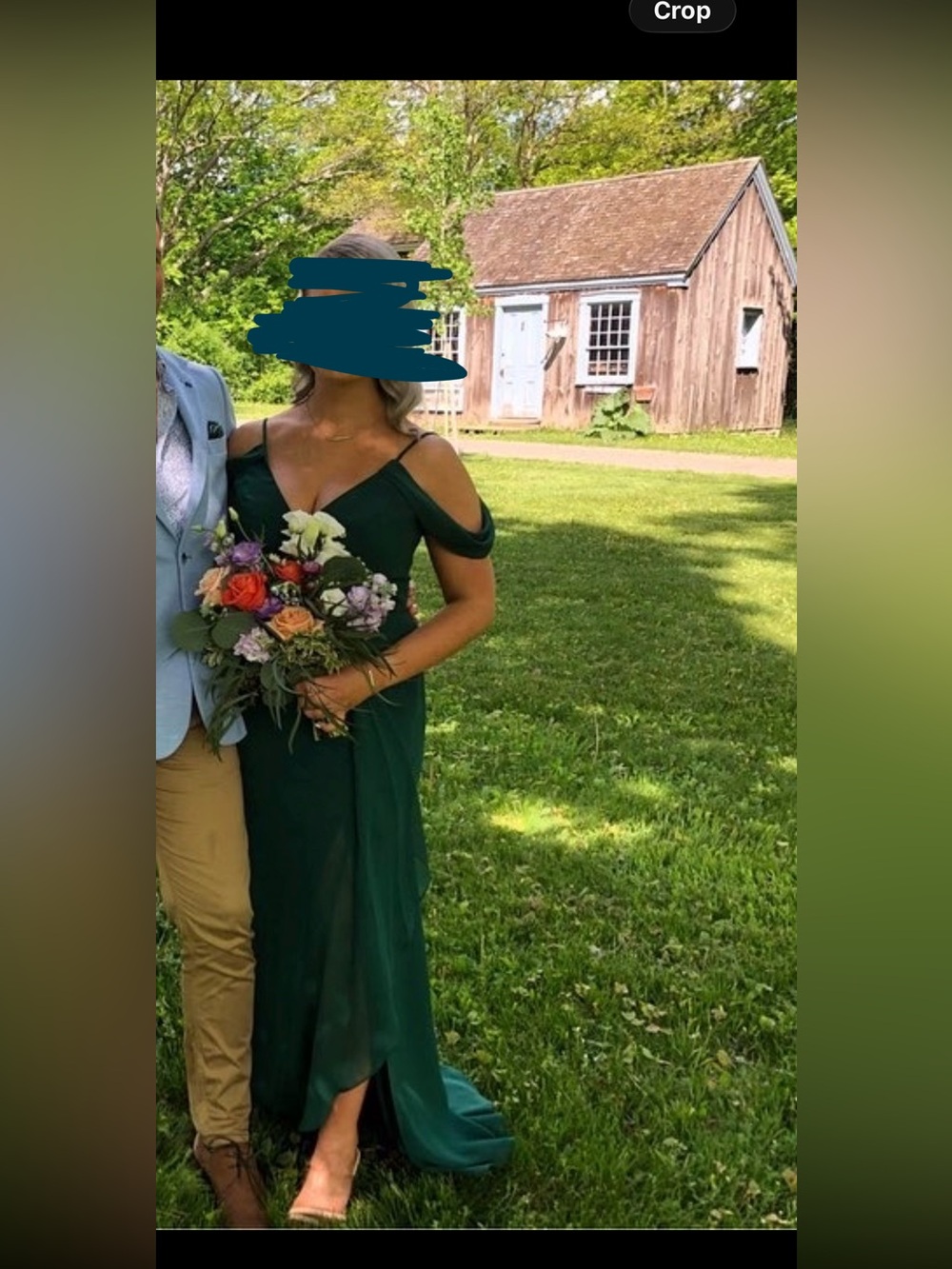 David's Bridal One Shoulder Green Dress